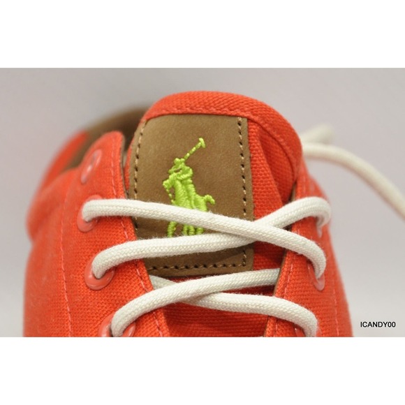 Polo Ralph Lauren VANCE Side Lace Low Sneakers Lace-Up Shoes Tomato 9/10 New